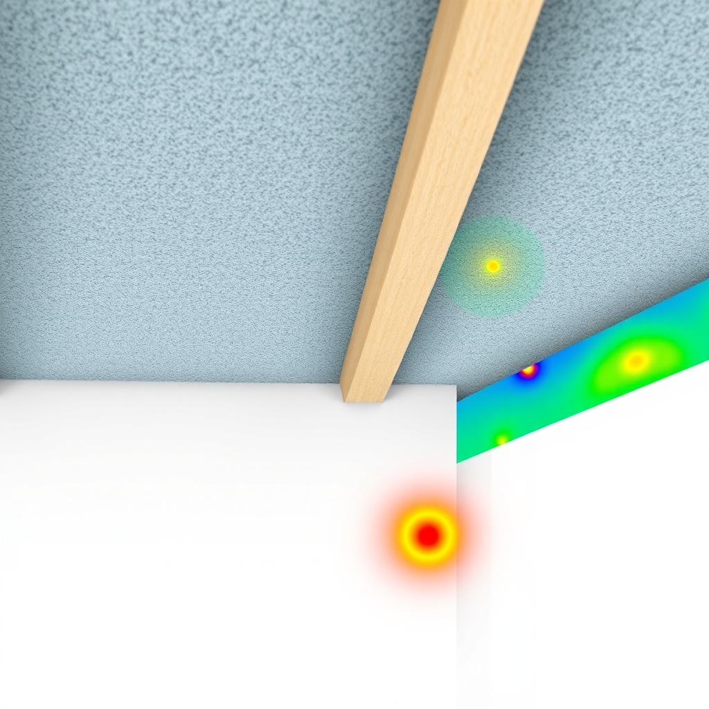 A photorealistic illustration showing a cross-section of an insulated roof with Izocam cam