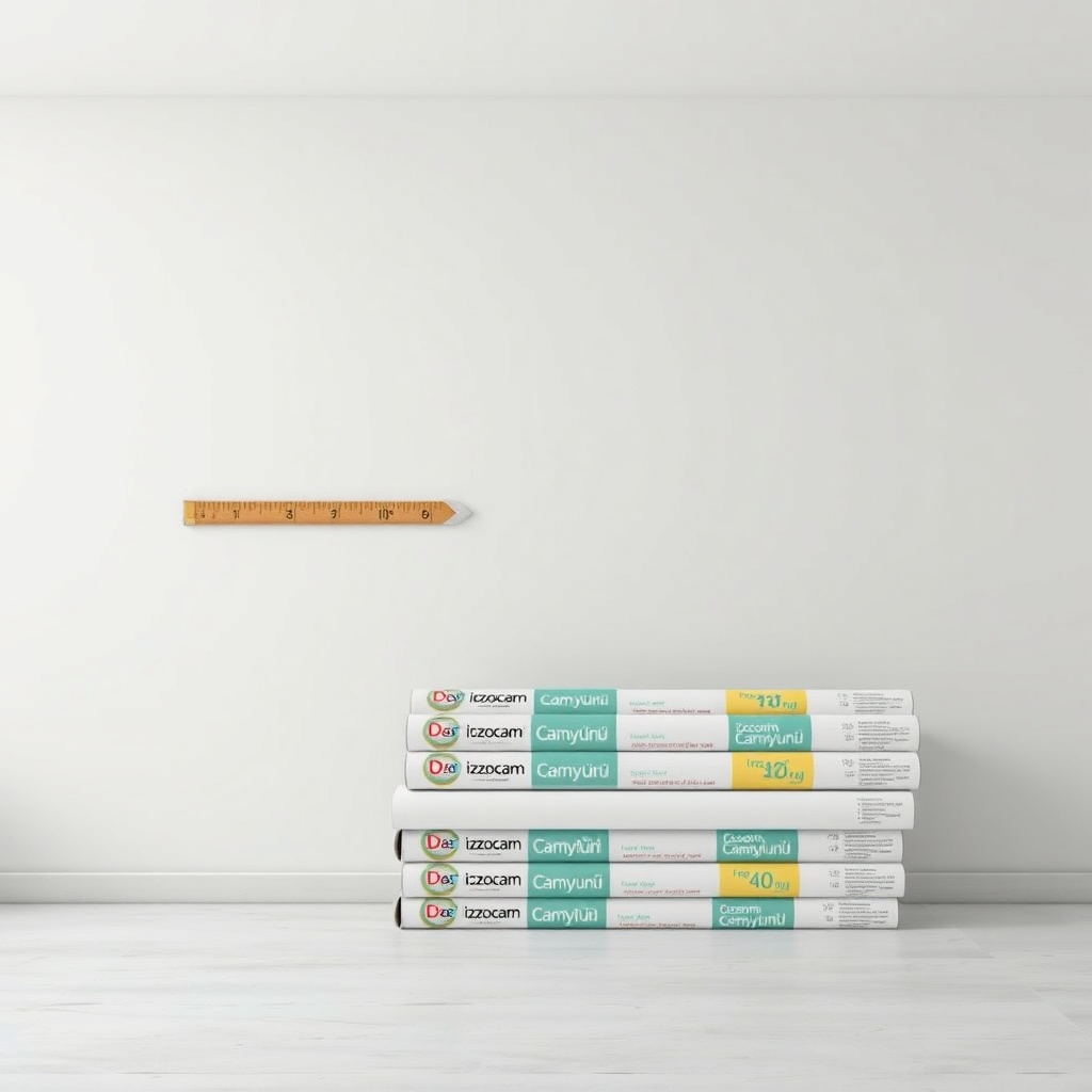 A clean photorealistic photo of a prepared room wall with tools (measuring tape