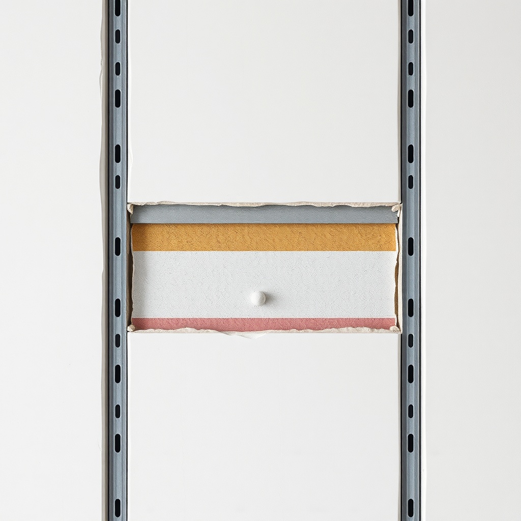 A clean photorealistic photo showing a cross-section of a wall with İzocam Camyünü layers