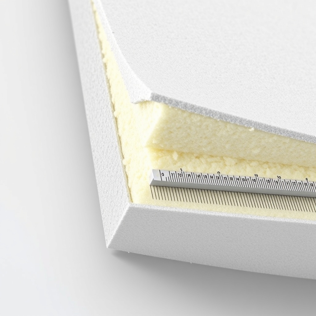 <clean photorealistic photo of a close-up of a Knauf Akustik Panel edge showing the multi-