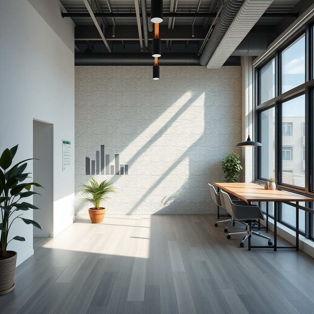 Kurumsal bir ofis iç mekanında Knauf Akustik Panel kaplı duvar