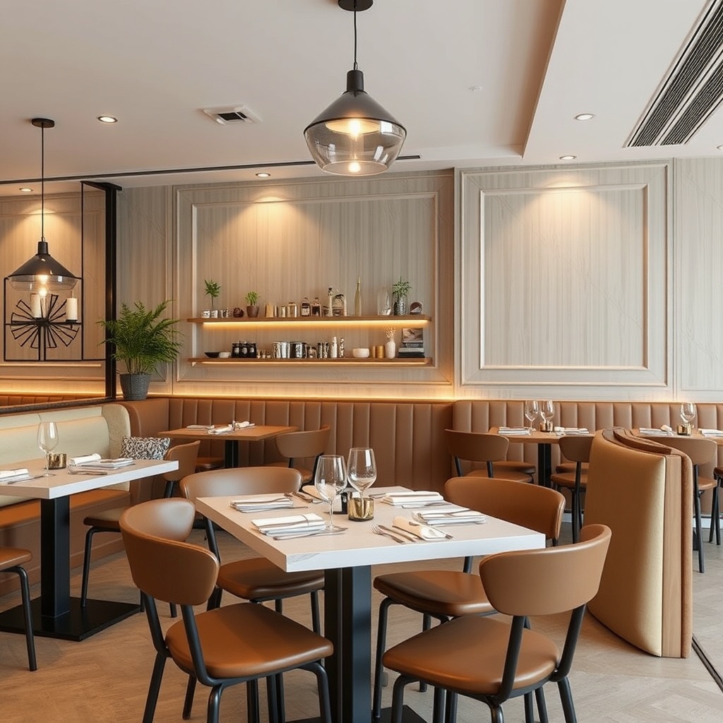 Restoran tavanında uygulanmış Knauf akustik panel