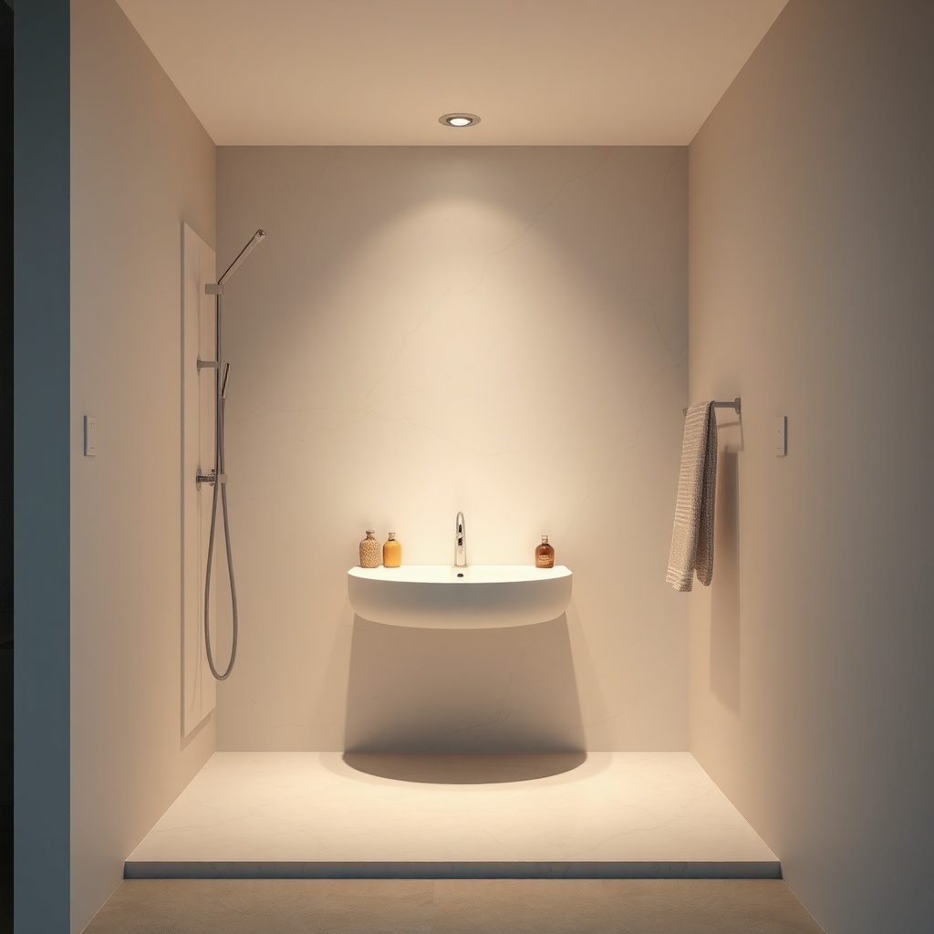<Bir banyo tavanında suya karşı korumalı akustik panel montajı